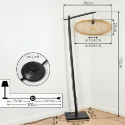 Lampadaire Brooker Noir, 1 lumière