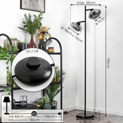 Lampadaire Haikala Noir, 2 lumières