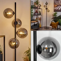 Lampadaire Remaisnil Noir, 4 lumières