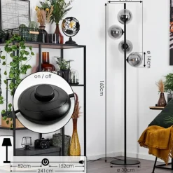 Lampadaire Remaisnil Noir, 4 lumières