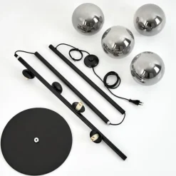 Lampadaire Remaisnil Noir, 4 lumières