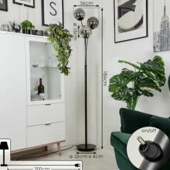 Lampadaire Salamonde Noir, 3 lumières