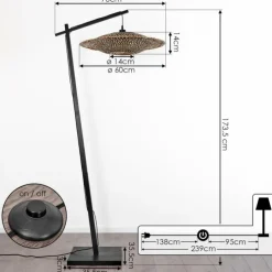 Lampadaire Shelbourne Noir, 1 lumière