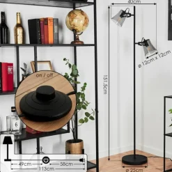 Lampadaire Trajouca Noir, 2 lumières