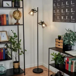 Lampadaire Trajouca Noir, 2 lumières