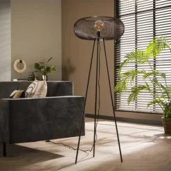 Lampadaire Vagney Nickel mat, Noir, 1 lumière