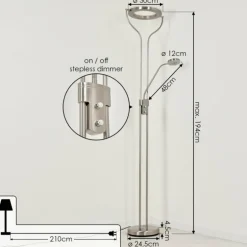 Lampadaire à vasque Plouescat LED Nickel mat, 2 lumières