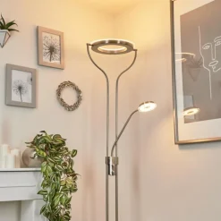 Lampadaire à vasque Plouescat LED Nickel mat, 2 lumières