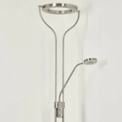 Lampadaire à vasque Plouescat LED Nickel mat, 2 lumières