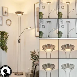 Lampadaire à vasque Rom Nickel mat, 2 lumières