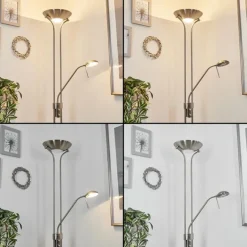 Lampadaire à vasque Rom Nickel mat, 2 lumières