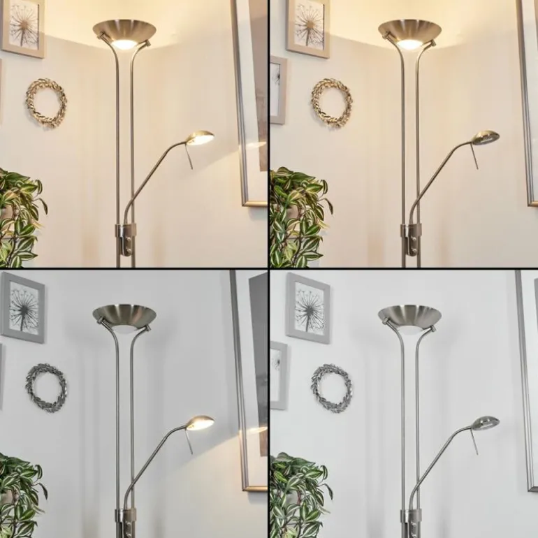 Lampadaire à vasque Rom Nickel mat, 2 lumières