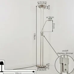 Lampadaire à vasque Rom Nickel mat, 2 lumières