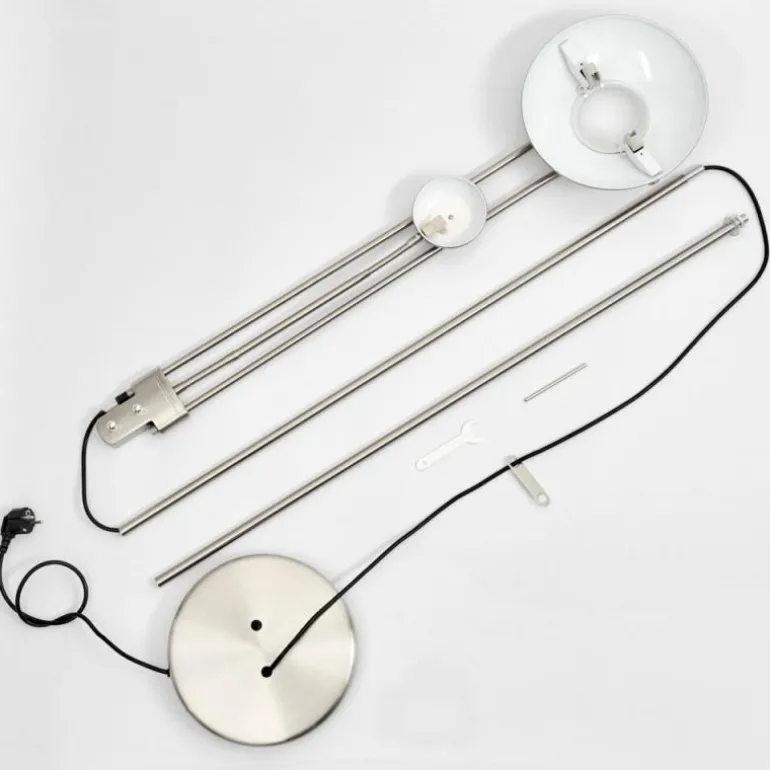 Lampadaire à vasque Rom Nickel mat, 2 lumières