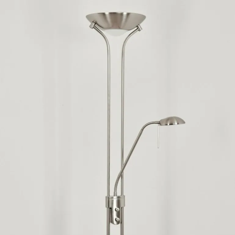 Lampadaire à vasque Rom Nickel mat, 2 lumières