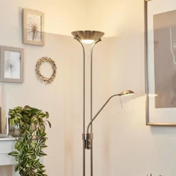 Lampadaire à vasque Rom Nickel mat, 2 lumières