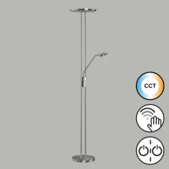 Lampadaire à vasque Fischer & Honsel Driva LED Nickel mat, 1 lumière