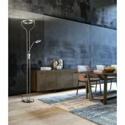 Lampadaire à vasque Fischer & Honsel Davos LED Nickel mat, 1 lumière