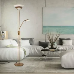 Lampadaire à vasque Leuchten-Direkt ZAHARA LED Vieux laiton, 2 lumières