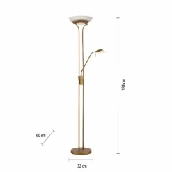 Lampadaire à vasque Leuchten-Direkt ZAHARA LED Vieux laiton, 2 lumières