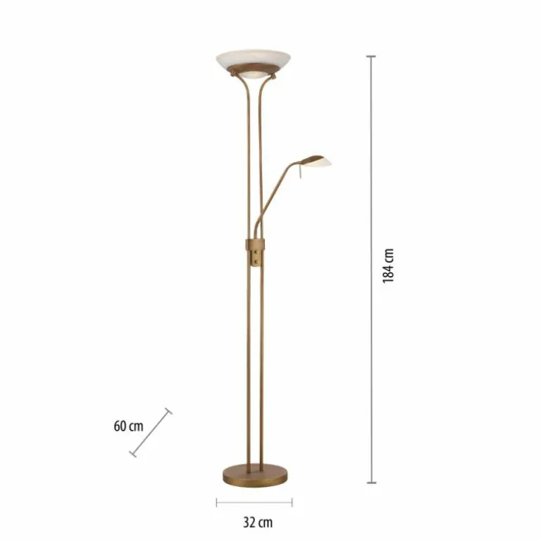 Lampadaire à vasque Leuchten-Direkt ZAHARA LED Vieux laiton, 2 lumières