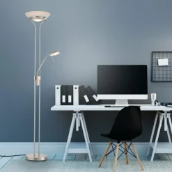 Lampadaire à vasque Leuchten-Direkt ZAHARA LED Acier brossé, 2 lumières