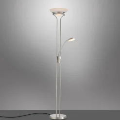 Lampadaire à vasque Leuchten-Direkt ZAHARA LED Acier brossé, 2 lumières