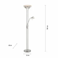 Lampadaire à vasque Leuchten-Direkt ZAHARA LED Acier brossé, 2 lumières