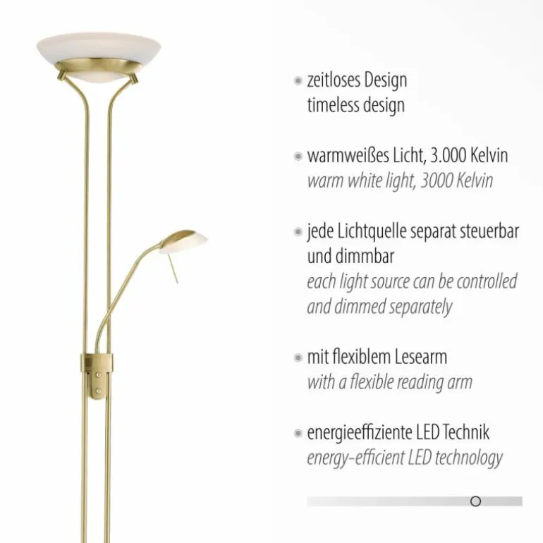 Lampadaire à vasque Leuchten-Direkt ZAHARA LED Laiton, 2 lumières