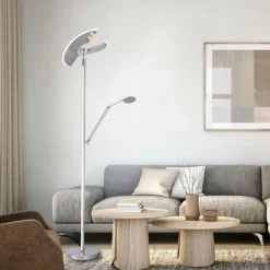 Lampadaire à vasque Paul Neuhaus PURE-MUTIL LED Acier brossé, 2 lumières