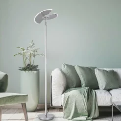 Lampadaire à vasque Paul Neuhaus PURE-MUTIL LED Acier brossé, 2 lumières