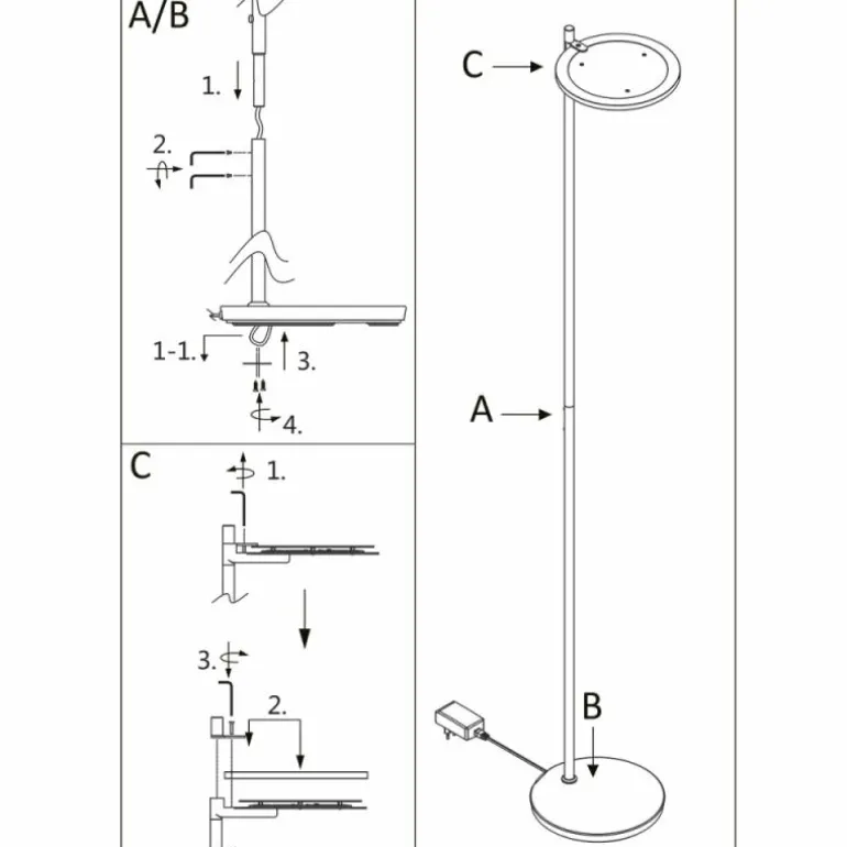 Lampadaire à vasque Steinhauer Turound LED Noir, 1 lumière
