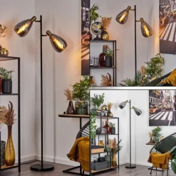 Lampadaire Vaurois Laiton, Noir, 2 lumières