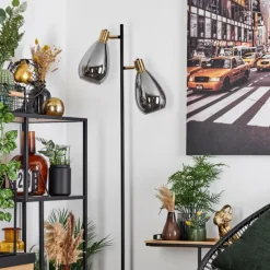 Lampadaire Vaurois Laiton, Noir, 2 lumières