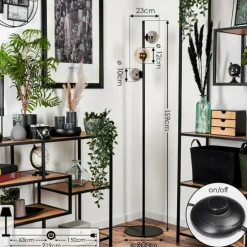 Lampadaire - Verre 10 cm, 12 cm Remaisnil Ambre, Fumé, 3 lumières