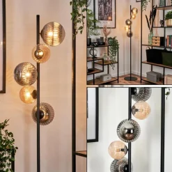 Lampadaire - Verre 12 cm, 15 cm Remaisnil Noir, 5 lumières