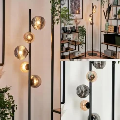 Lampadaire - Verre 10 cm, 12 cm Remaisnil Noir, 5 lumières