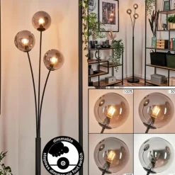 Lampadaire - Verre 12 cm Bernado Fumé, 3 lumières