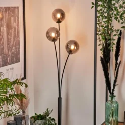 Lampadaire - Verre 12 cm Bernado Fumé, 3 lumières