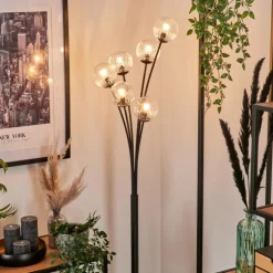 Lampadaire - Verre 10 cm Bernado Clair, 6 lumières