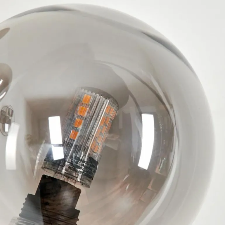 Lampadaire - Verre 10 cm Bernado Fumé, 5 lumières