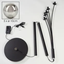 Lampadaire - Verre 10 cm Bernado Fumé, 5 lumières