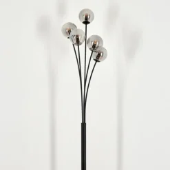 Lampadaire - Verre 10 cm Bernado Fumé, 5 lumières