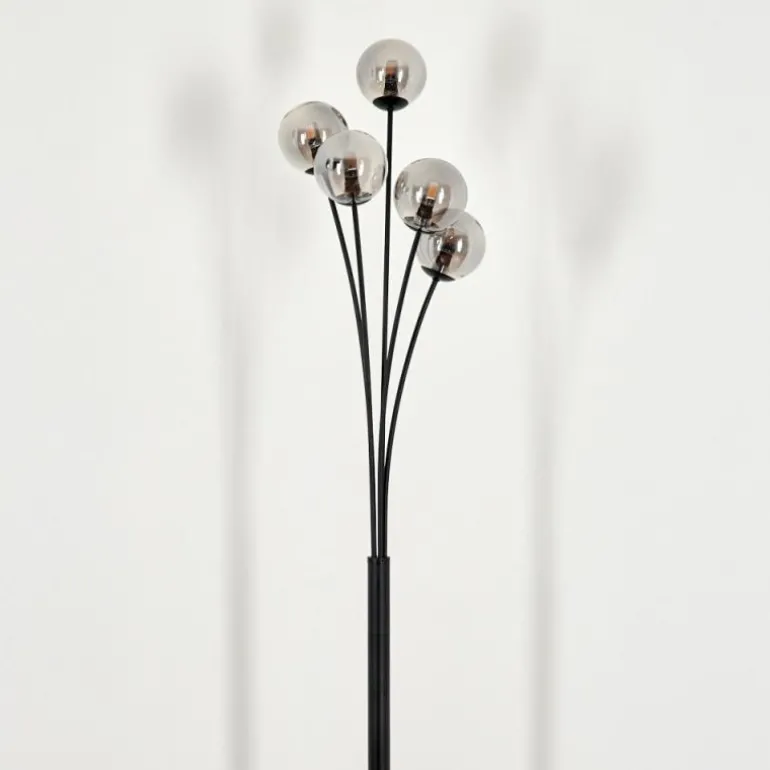 Lampadaire - Verre 10 cm Bernado Fumé, 5 lumières