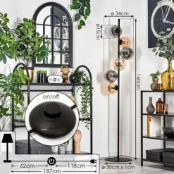 Lampadaire - Verre 15 cm Gastor Ambre, Fumé, 6 lumières