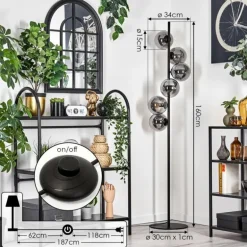 Lampadaire - Verre 15 cm Gastor Fumé, 6 lumières