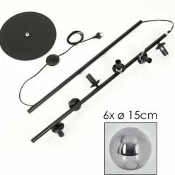 Lampadaire - Verre 15 cm Gastor Fumé, 6 lumières