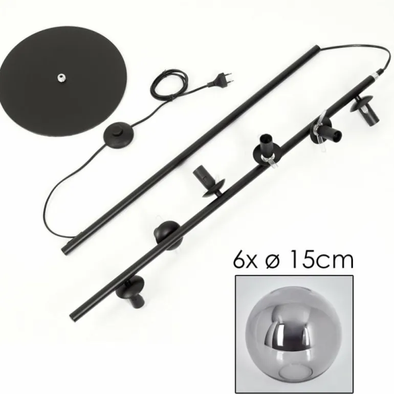 Lampadaire - Verre 15 cm Gastor Fumé, 6 lumières