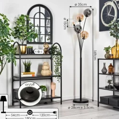 Lampadaire - Verre 15 cm Gastor Ambre, Clair, Fumé, 5 lumières