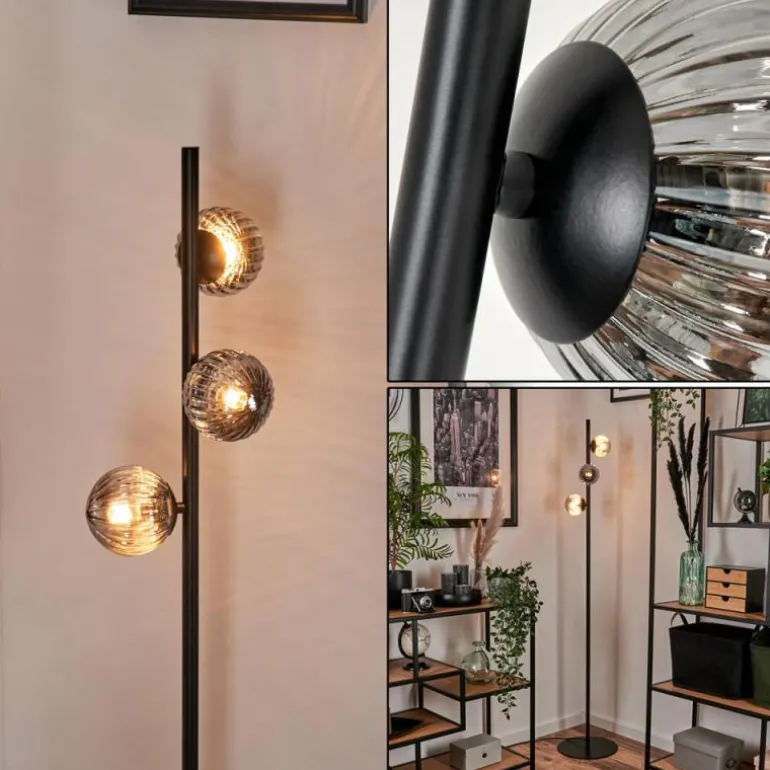Lampadaire - Verre 10 cm Remaisnil Fumé, 3 lumières